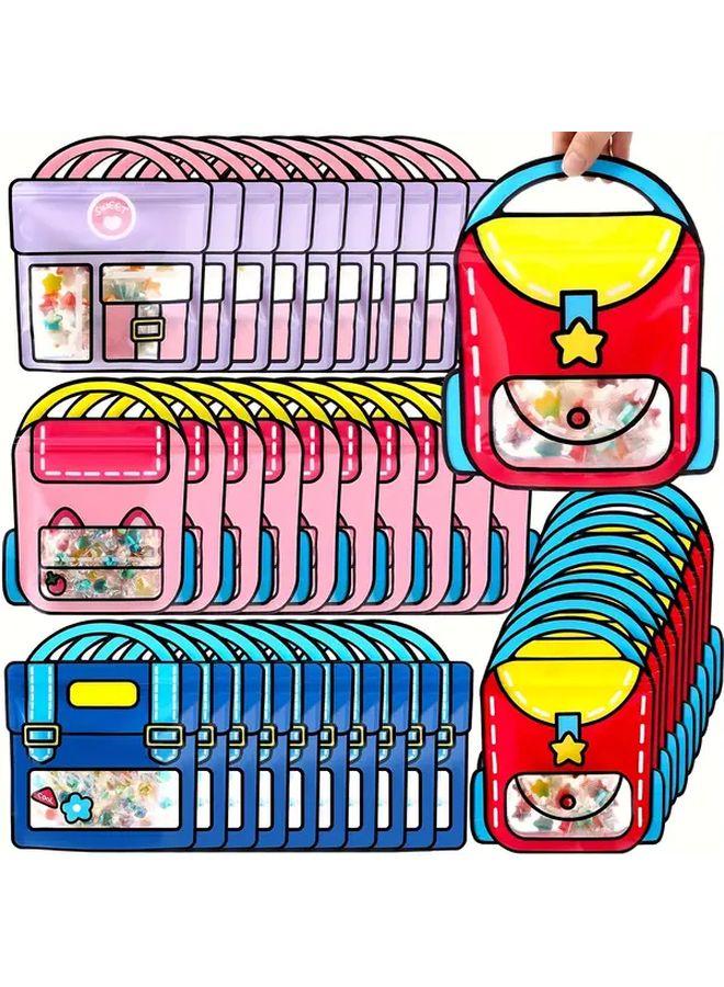50pcs Colorful Clear Window Plastic Gift Bags Self Sealing Backpack Design For Snacks Candy Party - Image 4